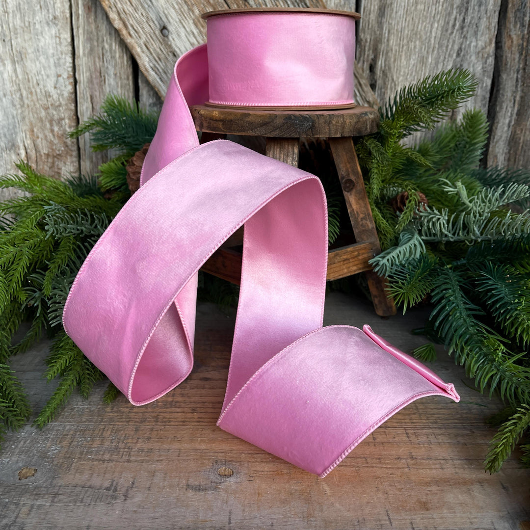 2.5" Pink Velvet Ribbon, baby pink velvet ribbon