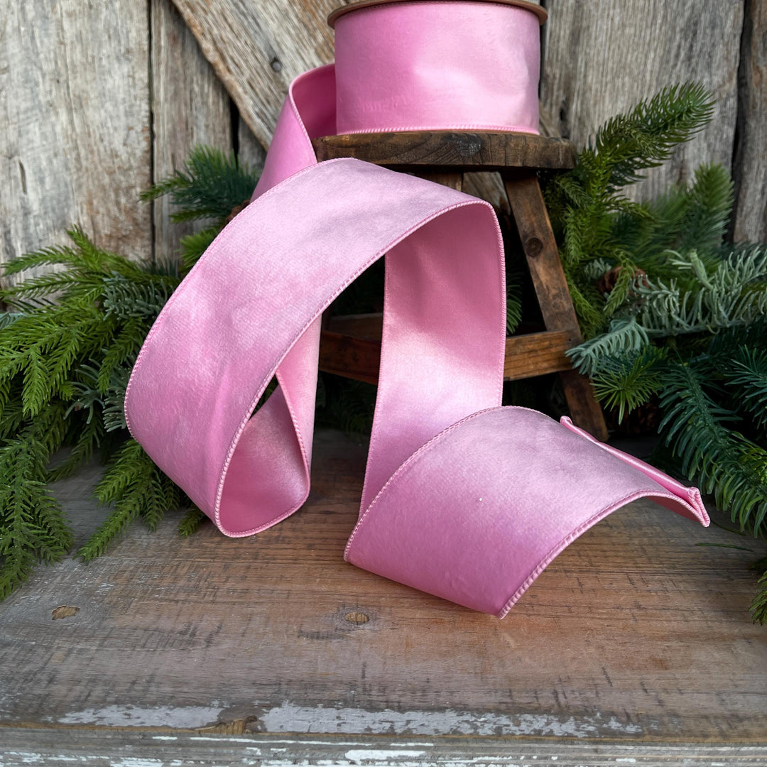 2.5" Pink Velvet Ribbon, baby pink velvet ribbon