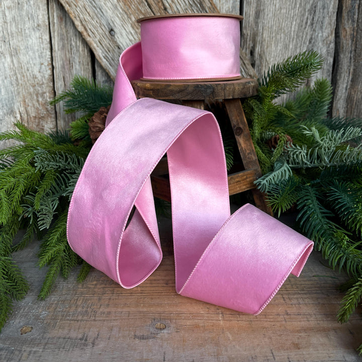 2.5" Pink Velvet Ribbon, baby pink velvet ribbon