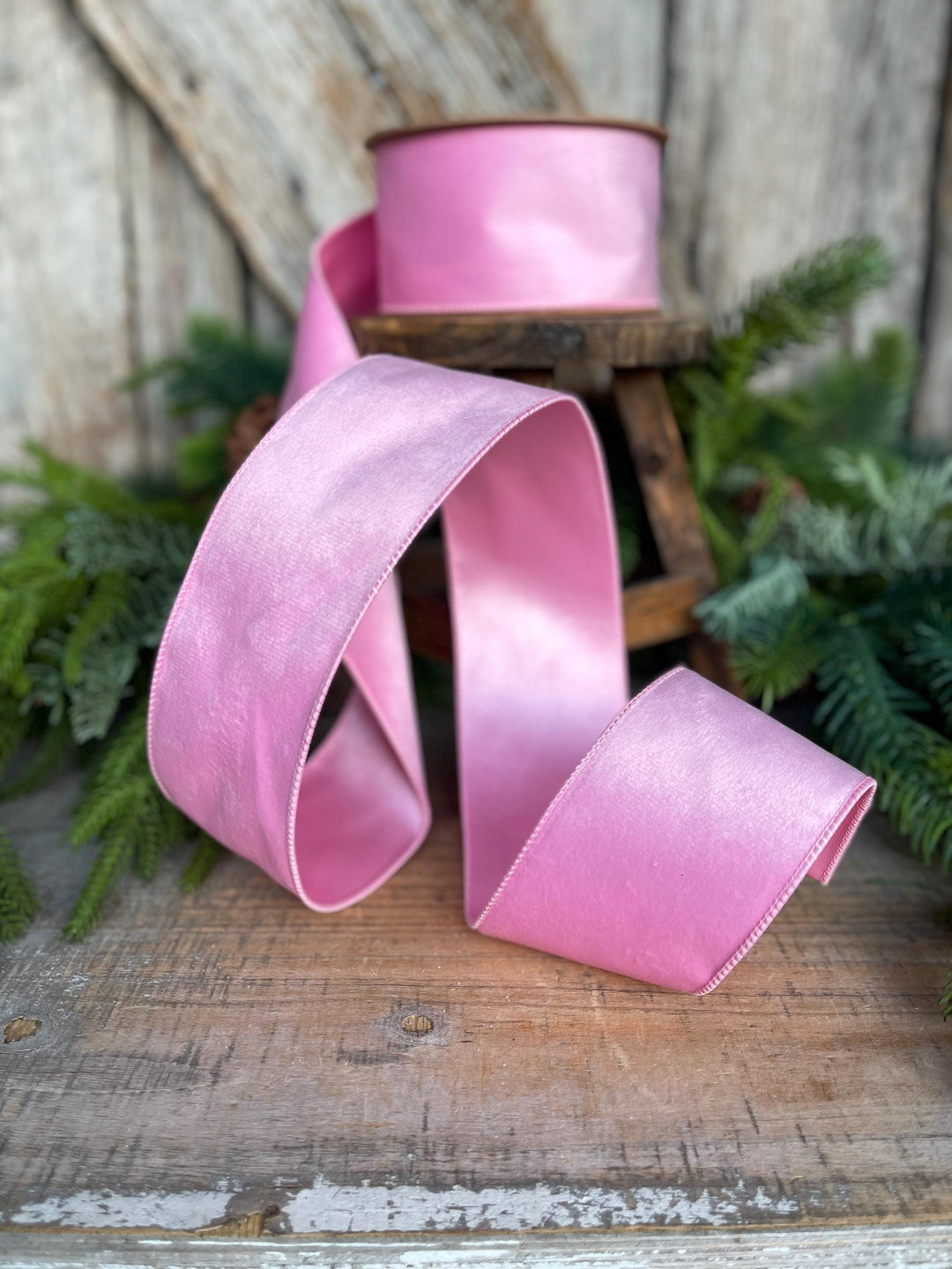 2.5" Pink Velvet Ribbon, baby pink velvet ribbon