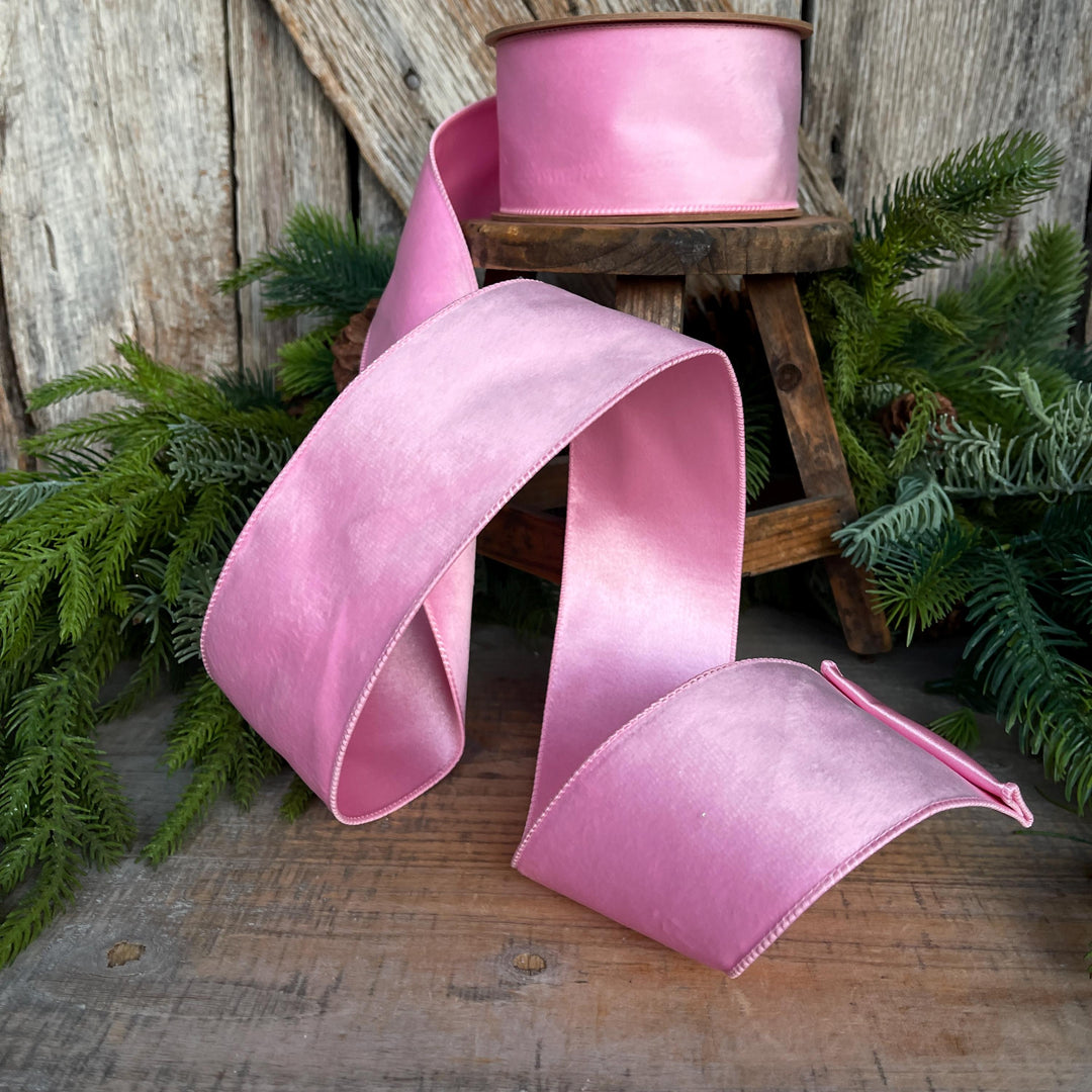 2.5" Pink Velvet Ribbon, baby pink velvet ribbon