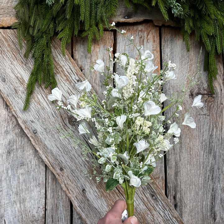 22" White Floral Filler Bush, White Greenery Bush