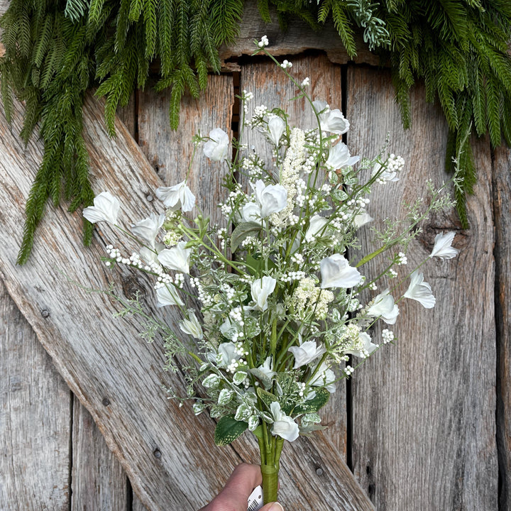 22" White Floral Filler Bush, White Greenery Bush