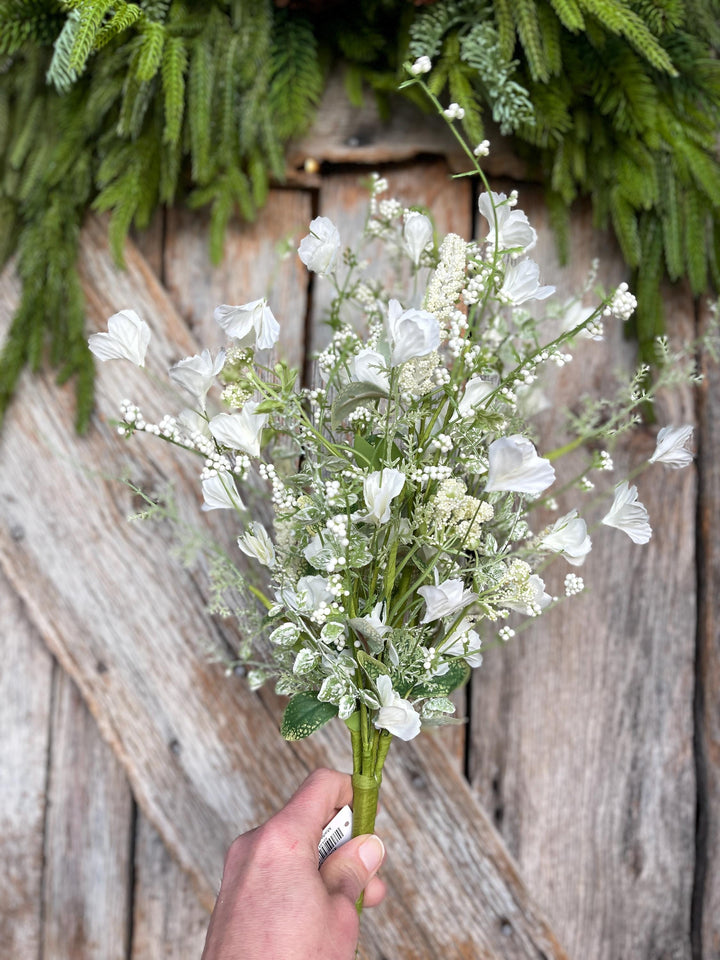 22" White Floral Filler Bush, White Greenery Bush