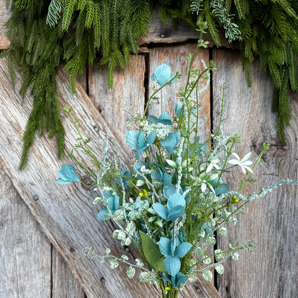 22" Turquoise Blue Floral Filler Bush, Aqua Blue Greenery Bush