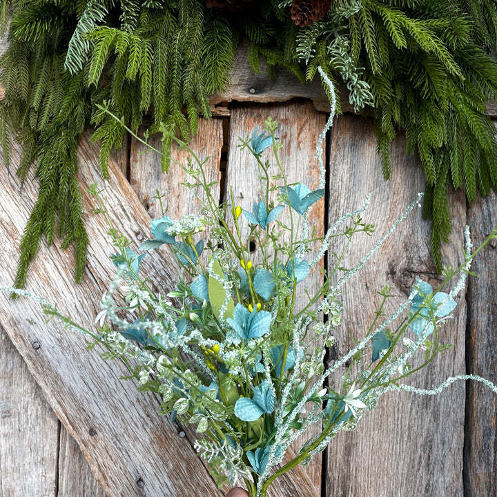 22" Turquoise Blue Floral Filler Bush, Aqua Blue Greenery Bush