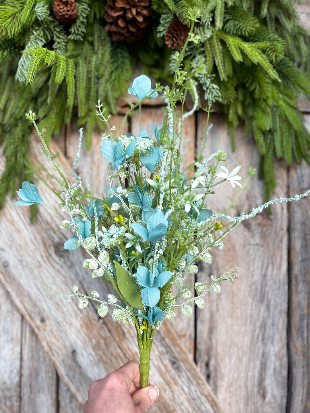 22" Turquoise Blue Floral Filler Bush, Aqua Blue Greenery Bush