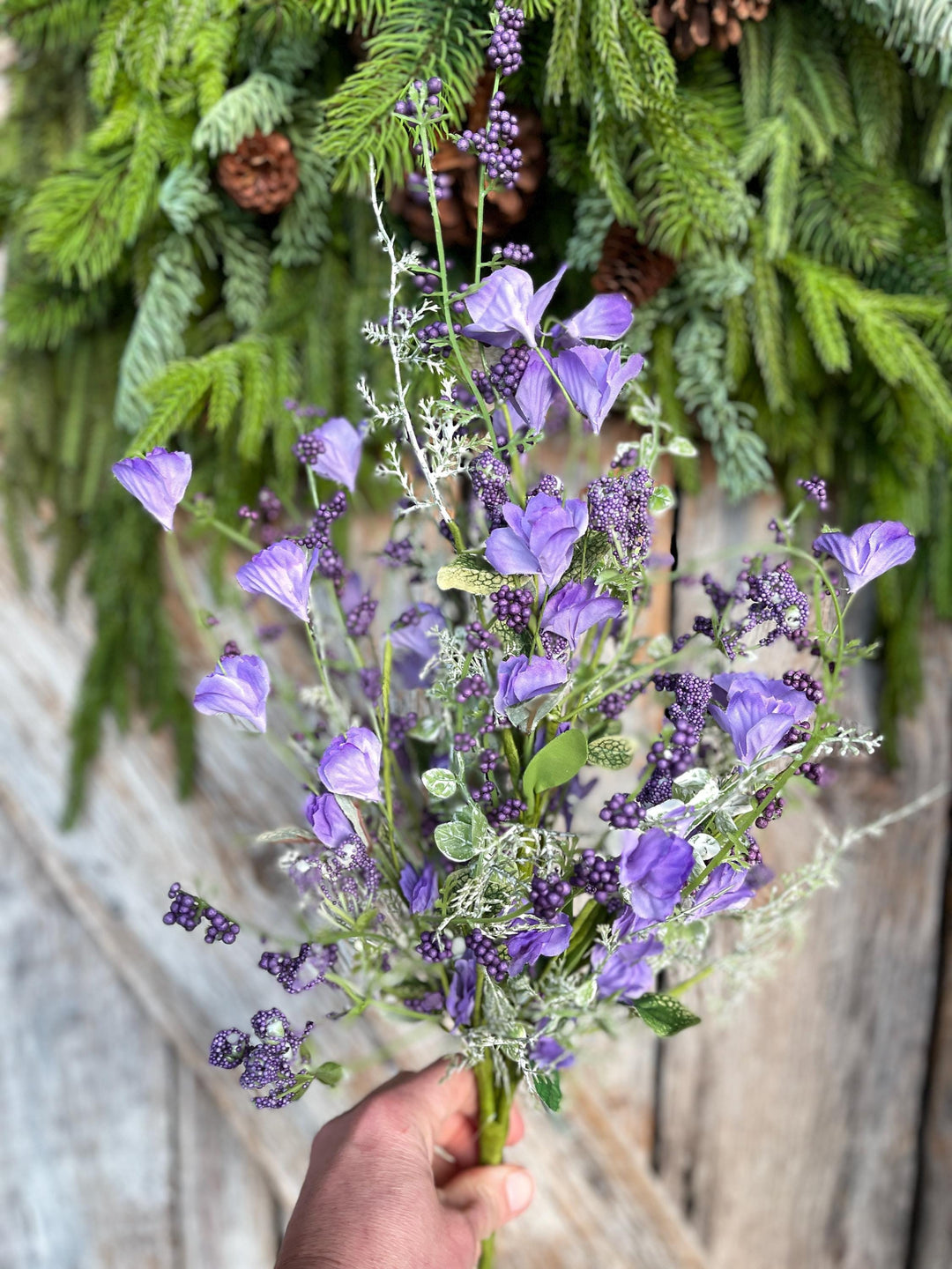 22" Purple Floral Filler Bush, Purple Greenery Bush