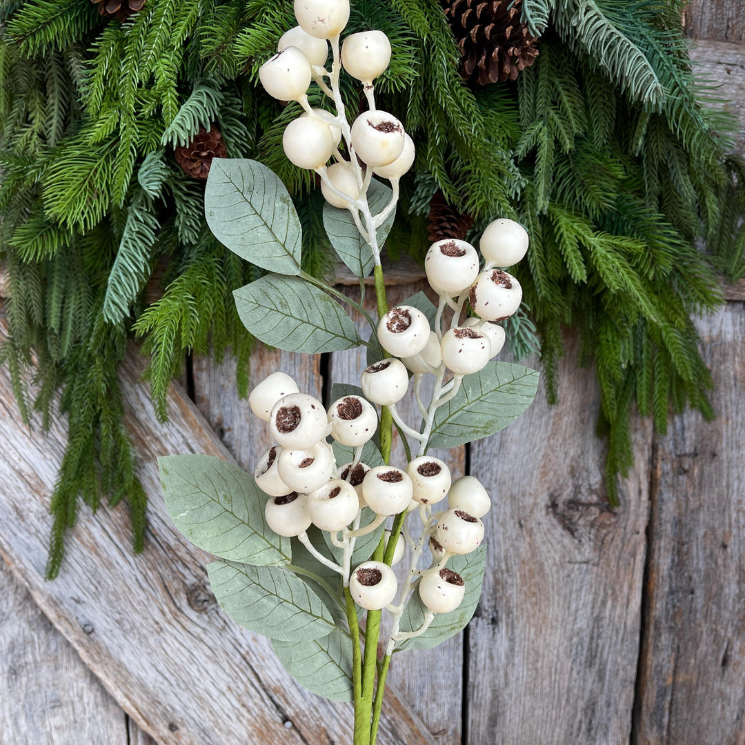 30" Cream Berry Spray, Fall Berry Spray