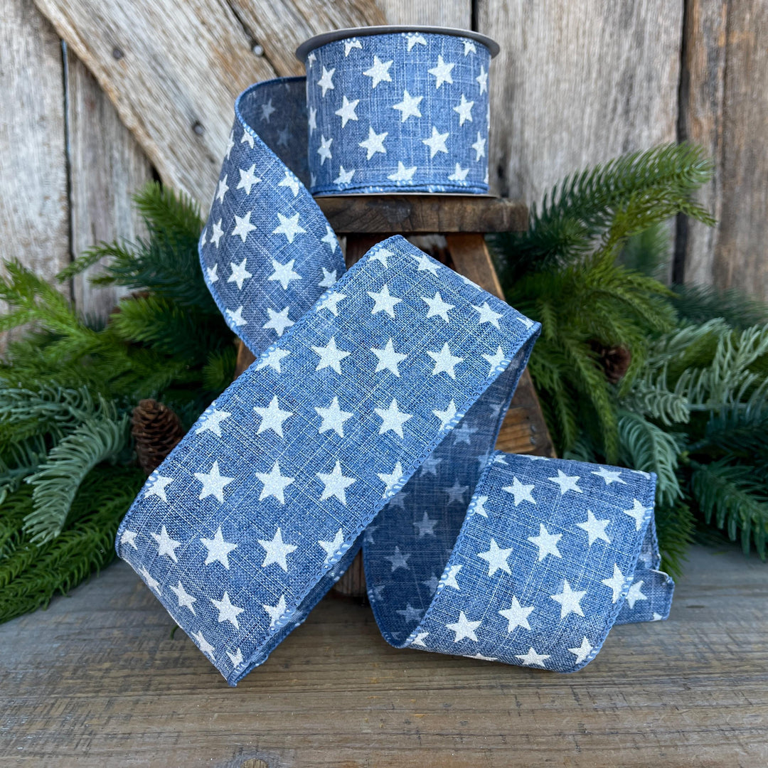 2.5" Patriotic Ribbon, Wired Ribbon, Star Ribbon