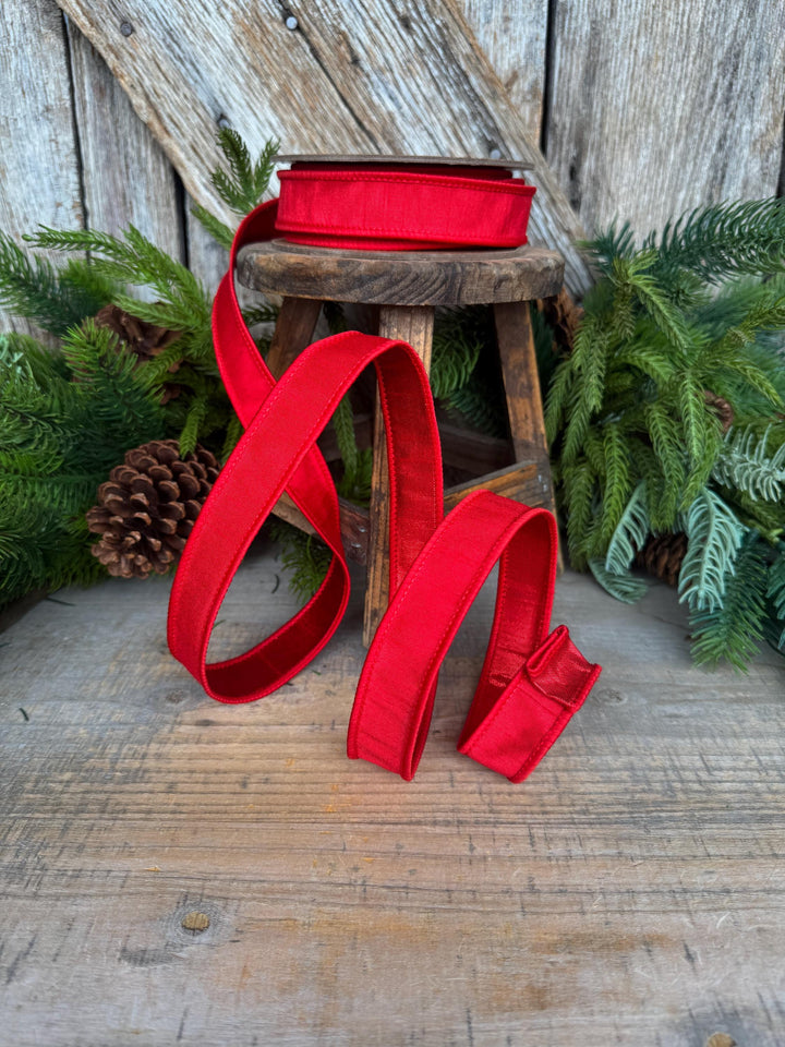 1” Red Dupioni Ribbon, ribbon