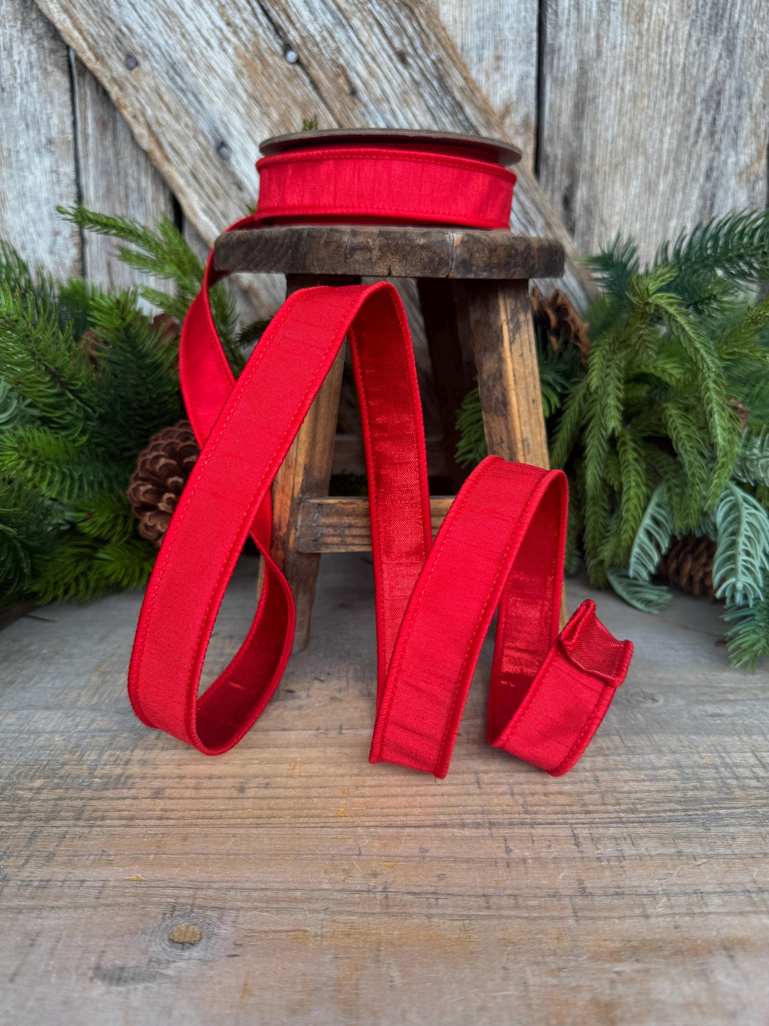 1” Red Dupioni Ribbon, ribbon
