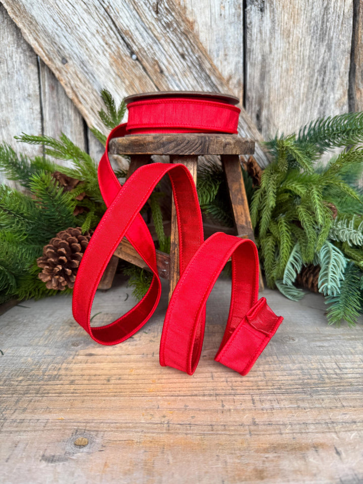 1” Red Dupioni Ribbon, ribbon