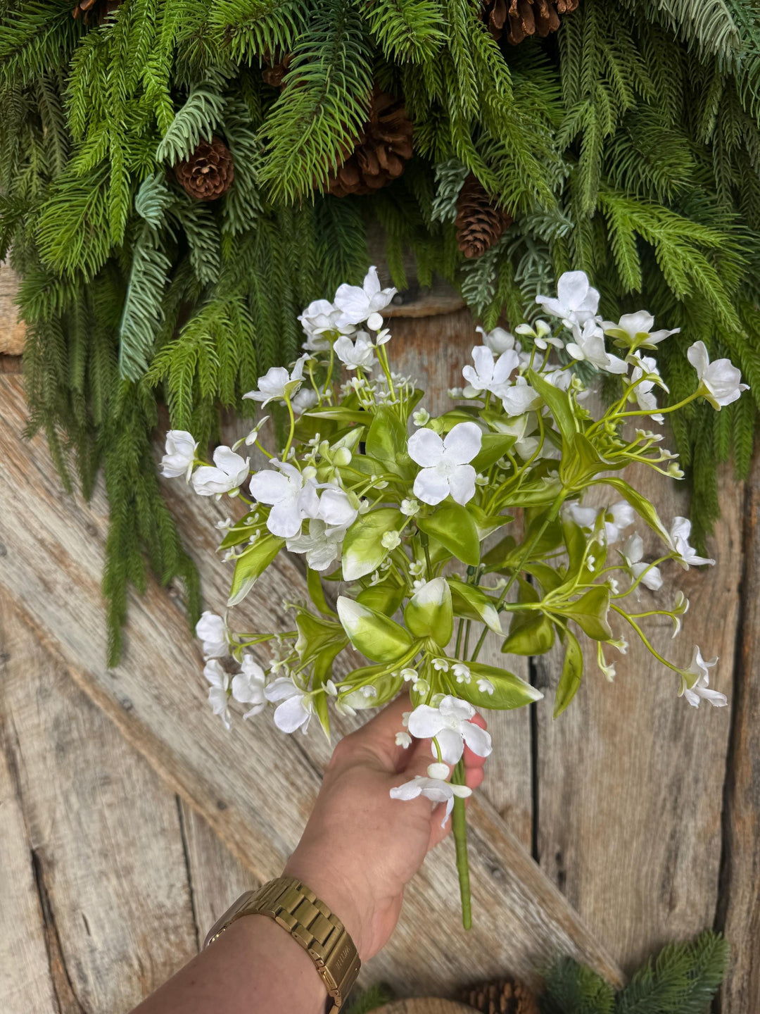 17" White Wild Flower Pick, White Floral