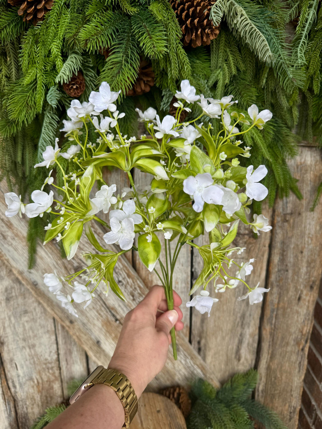 17" White Wild Flower Pick, White Floral, 35180CM