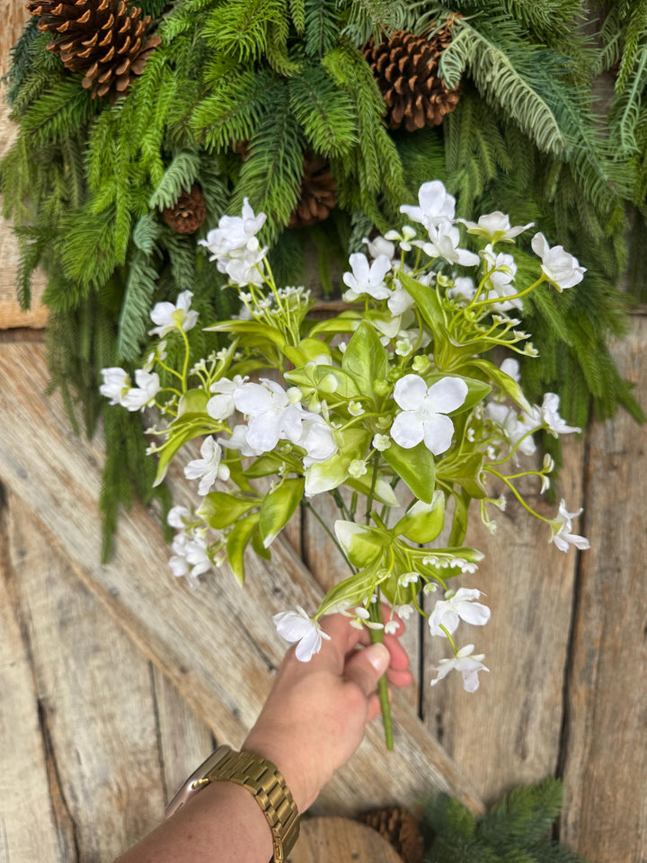 17" White Wild Flower Pick, White Floral, 35180CM
