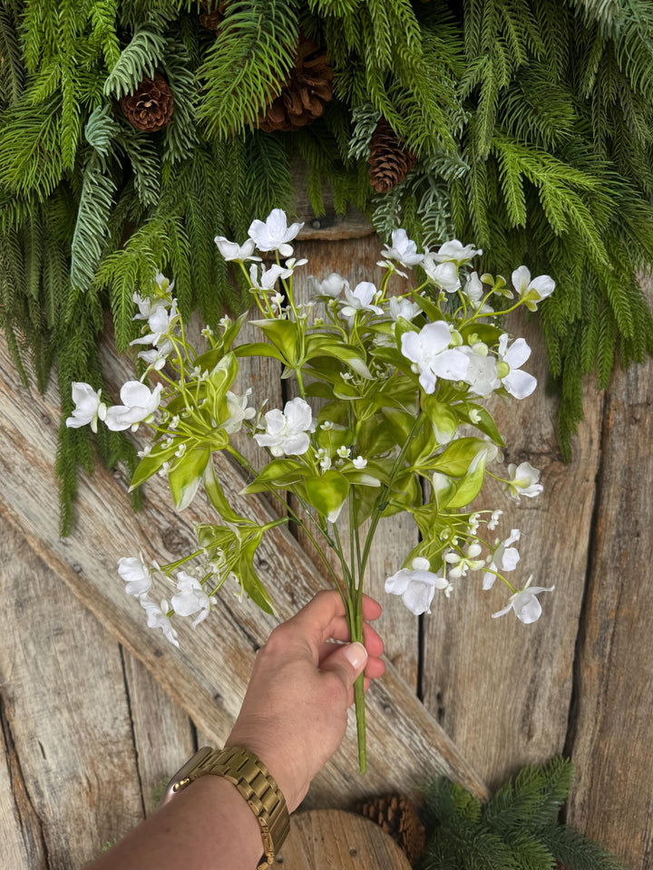17" White Wild Flower Pick, White Floral