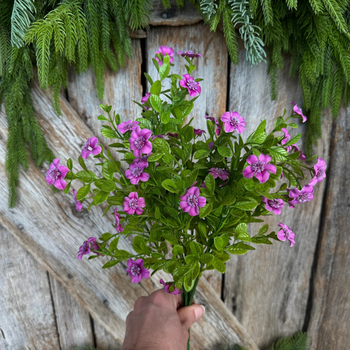 17" Purple Fuchsia Floral Bush, Floral Filler Greenery