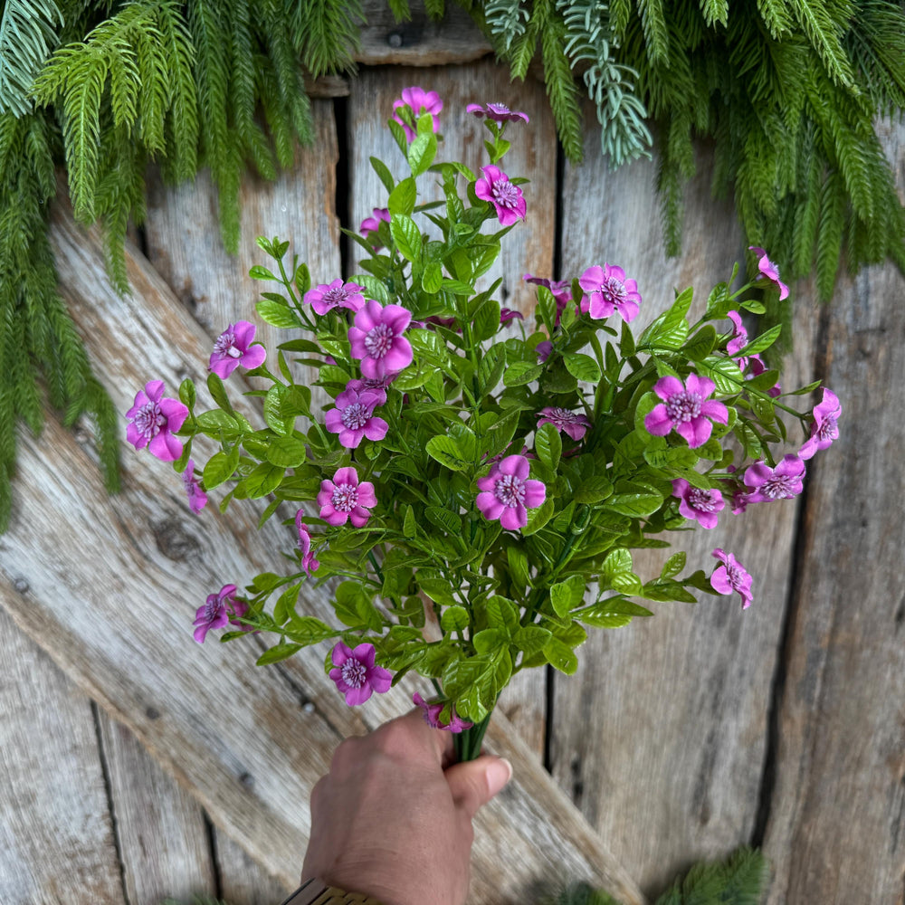 17" Purple Fuchsia Floral Bush, Floral Filler Greenery