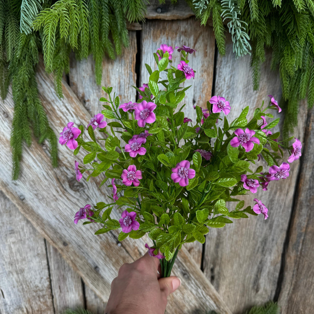 17" Purple Fuchsia Floral Bush, Floral Filler Greenery