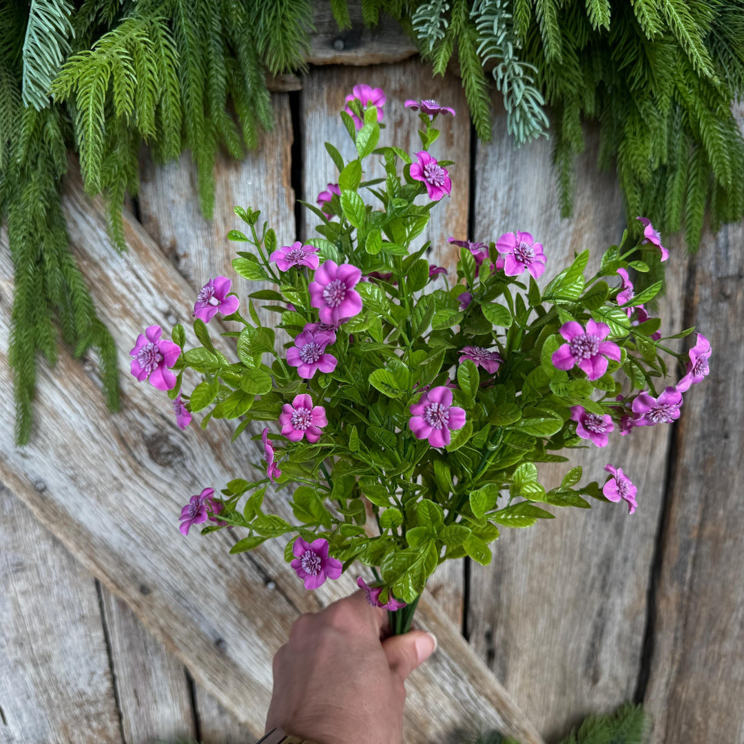 17" Purple Fuchsia Floral Bush, Floral Filler Greenery