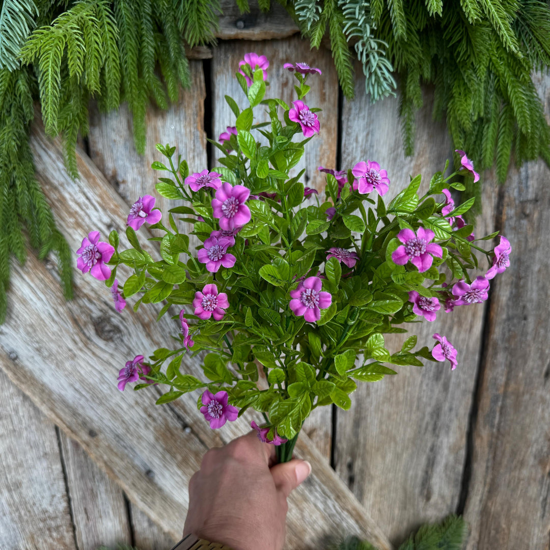 17" Purple Fuchsia Floral Bush, Floral Filler Greenery