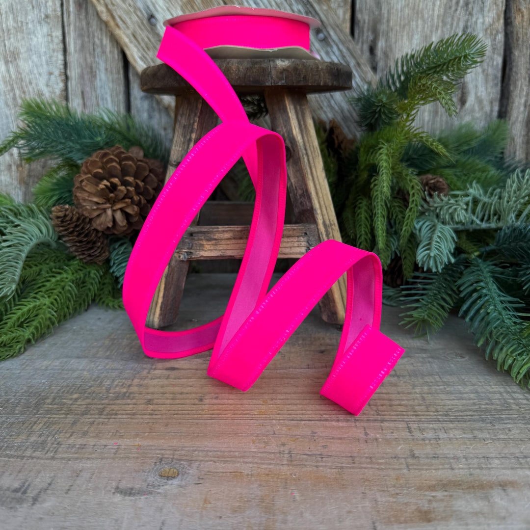7/8" Hot Pink Velvet Ribbon