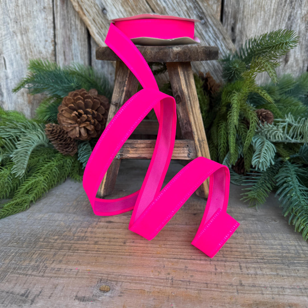 7/8" Hot Pink Velvet Ribbon