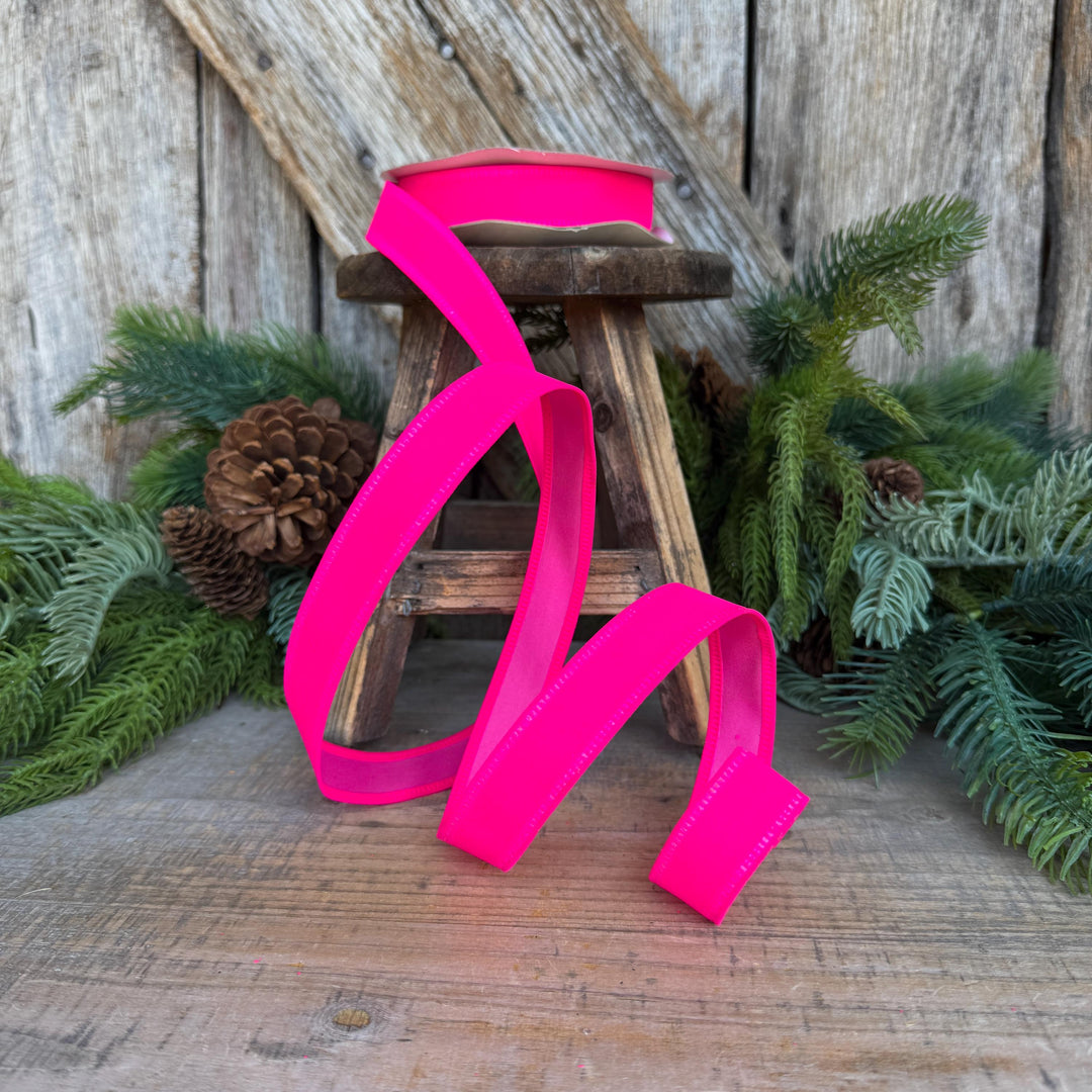 7/8" Hot Pink Velvet Ribbon