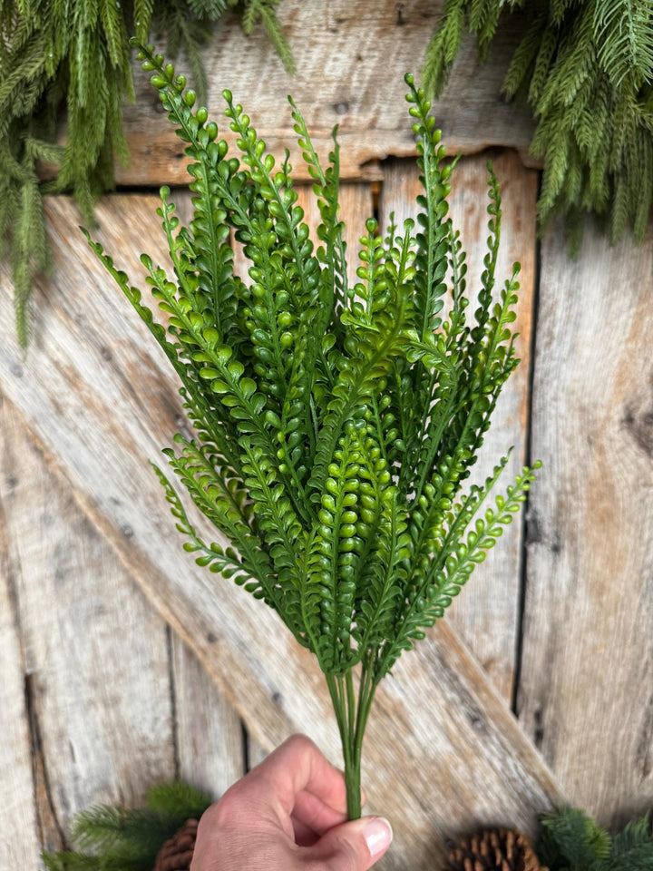 18" Beaded Leaf Bush, Green Beaded Leaf Bush