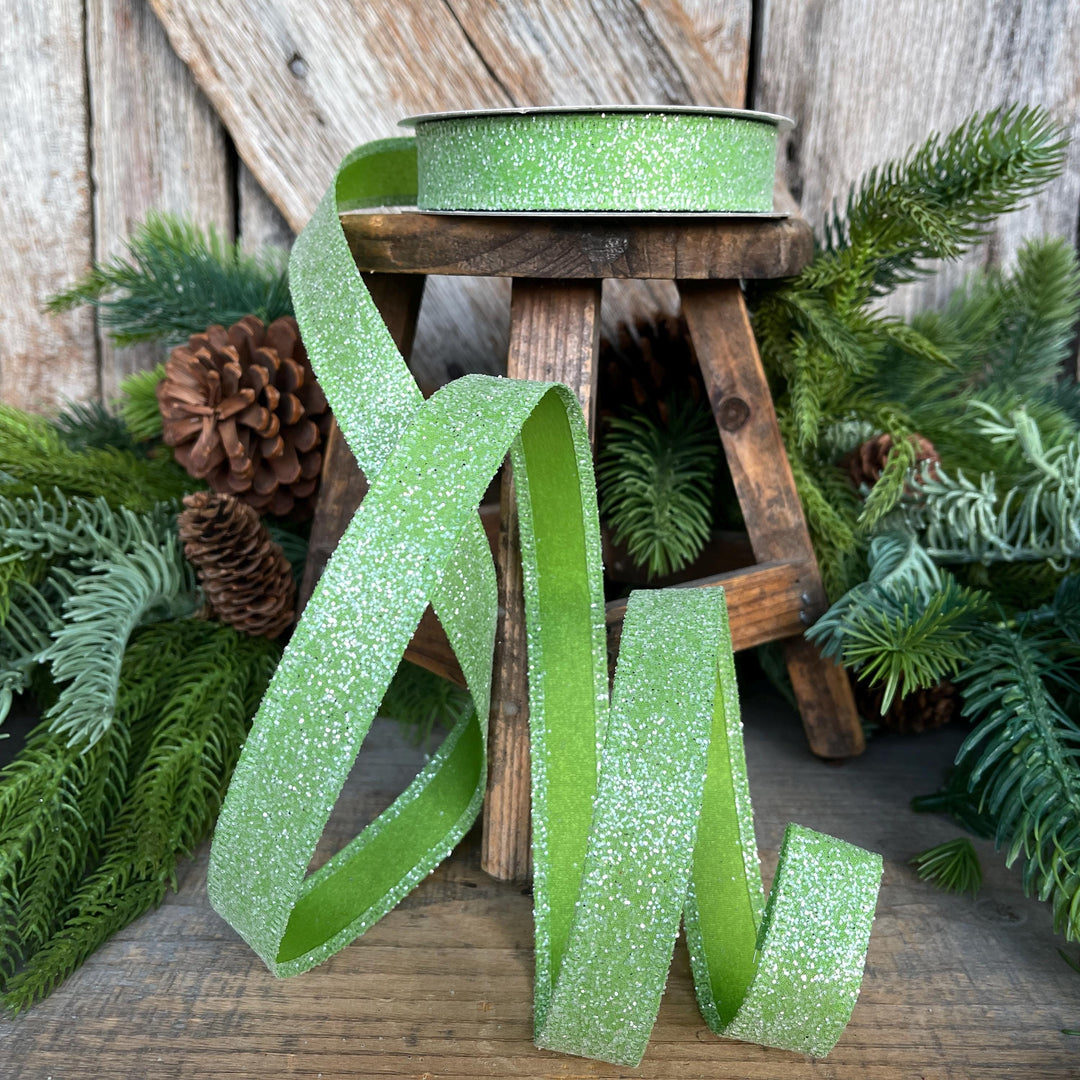 7/8" Lime Green Sugar Wired Ribbon