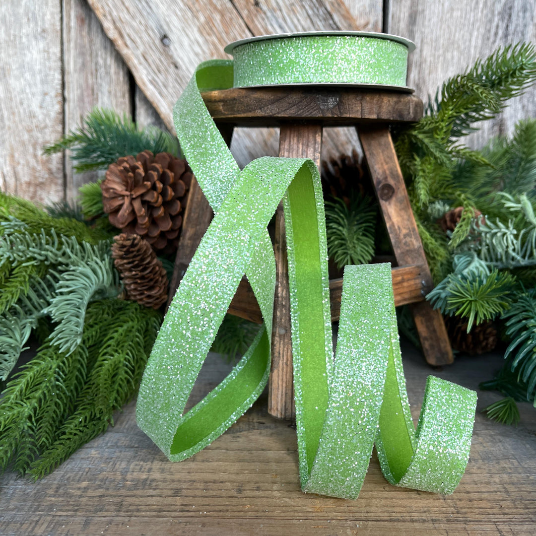 7/8" Lime Green Sugar Wired Ribbon