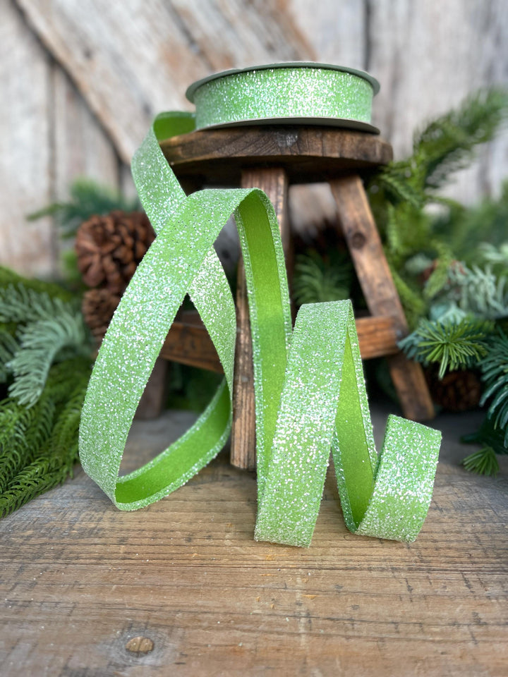 7/8" Lime Green Sugar Wired Ribbon