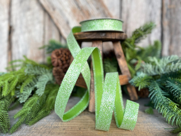7/8" Lime Green Sugar Wired Ribbon