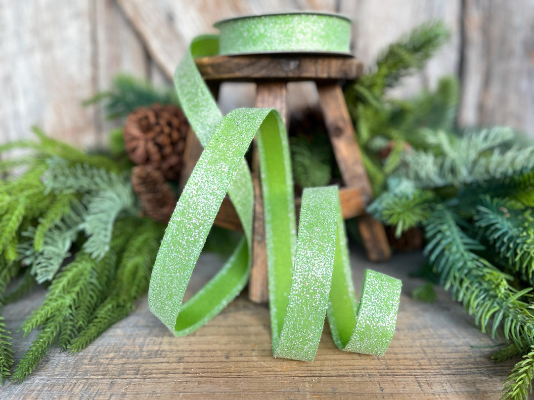 7/8" Lime Green Sugar Wired Ribbon