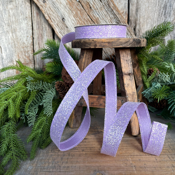 7/8" Purple Sugar Wired Ribbon, Lavender Ribbon