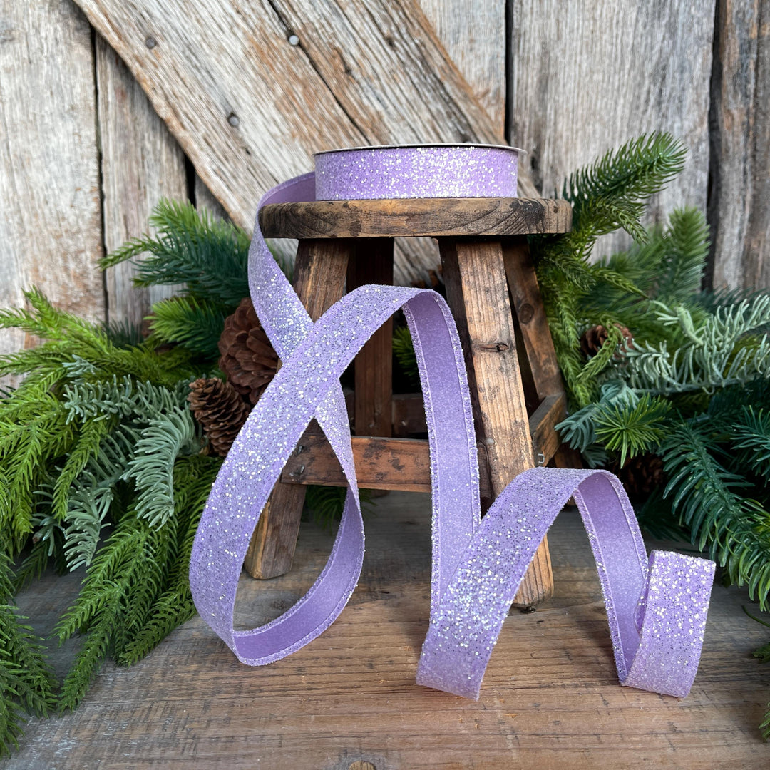 7/8" Purple Sugar Wired Ribbon, Lavender Ribbon