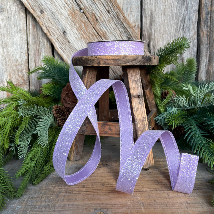 7/8" Purple Sugar Wired Ribbon, Lavender Ribbon