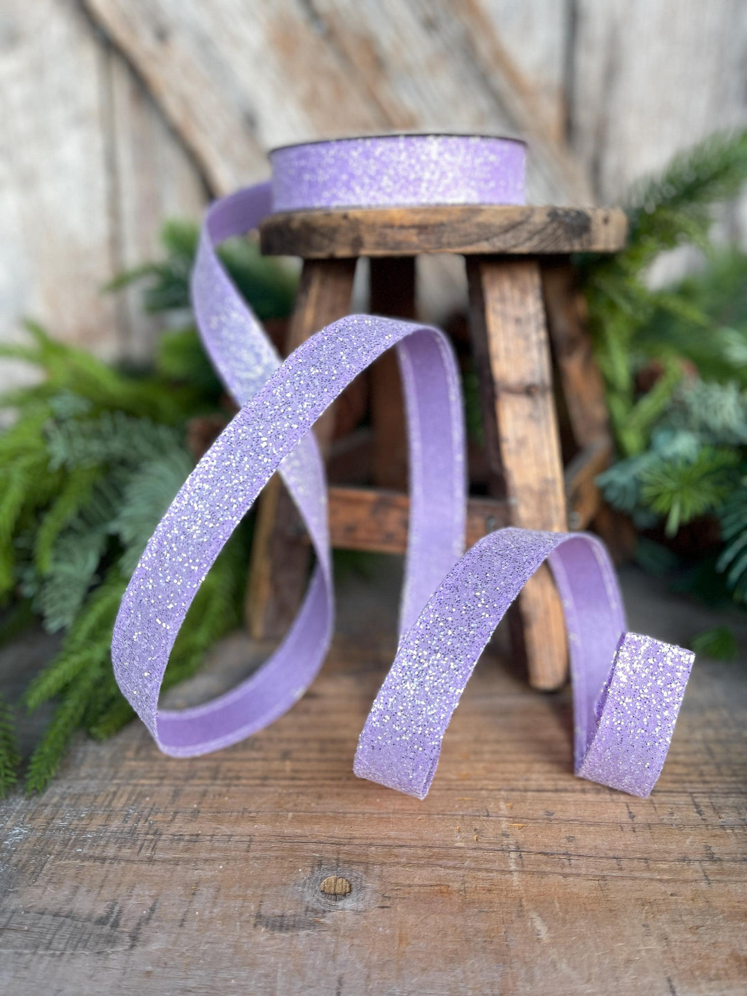 7/8" Purple Sugar Wired Ribbon, Lavender Ribbon