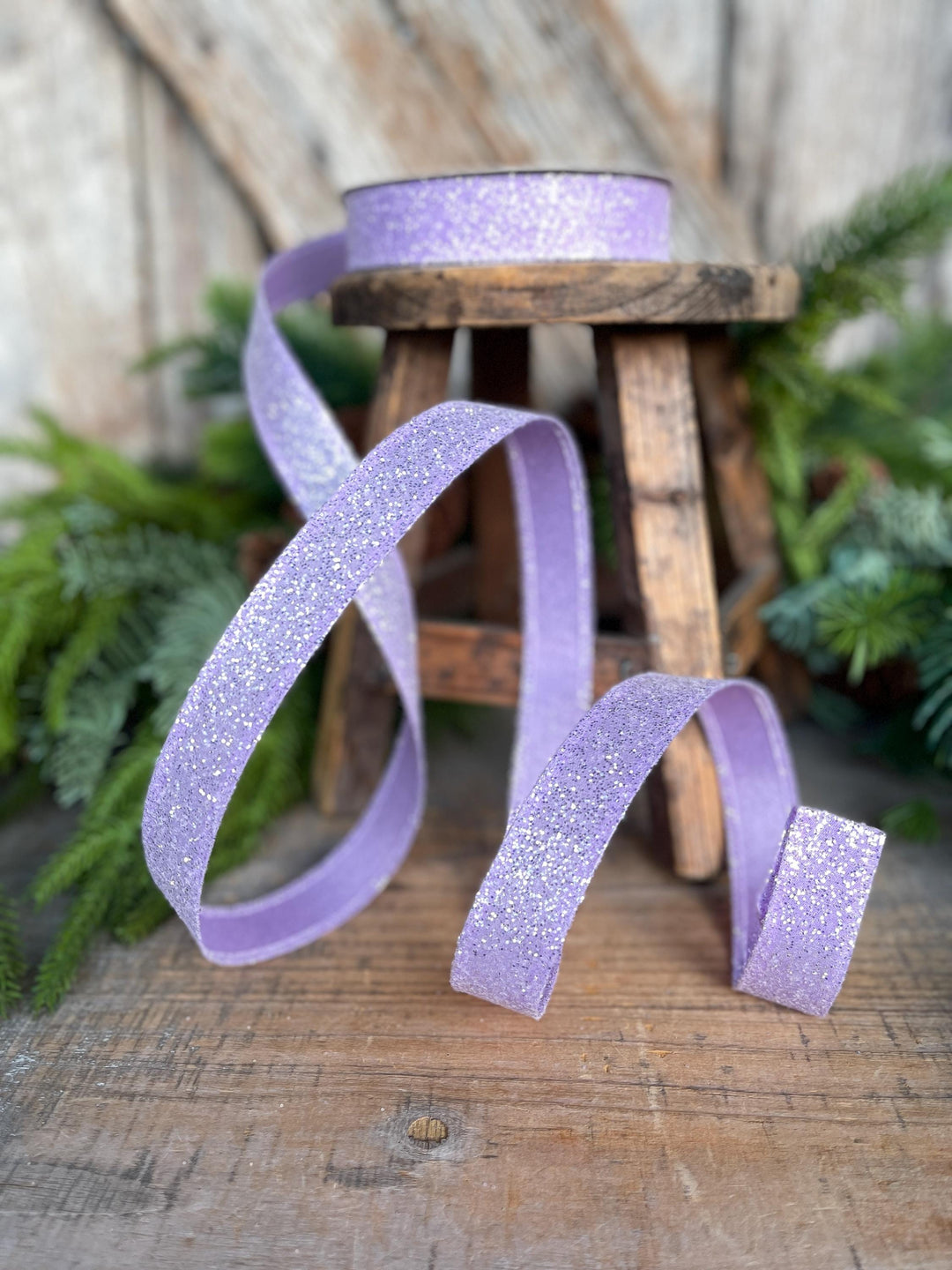 7/8" Purple Sugar Wired Ribbon, Lavender Ribbon