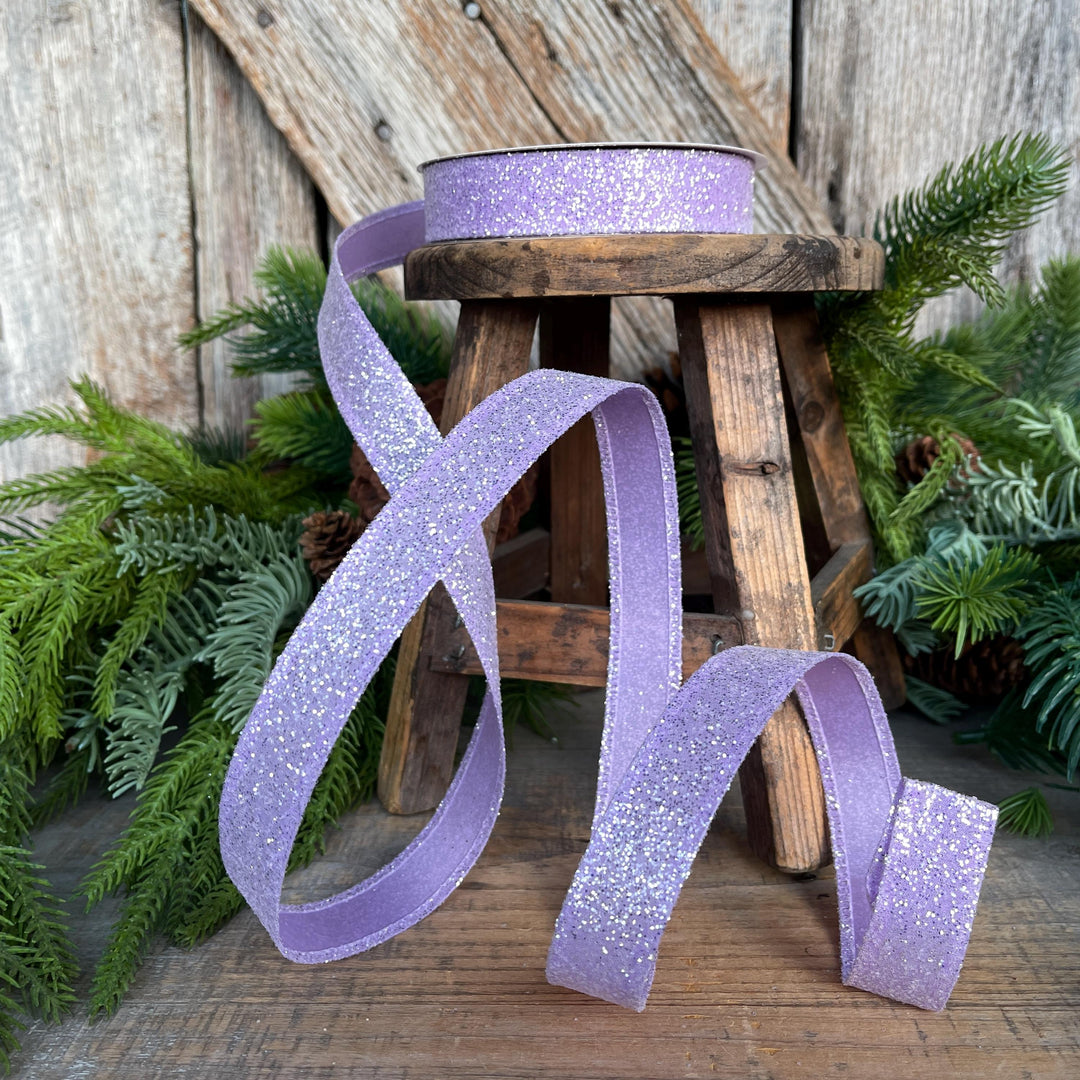 7/8" Purple Sugar Wired Ribbon, Lavender Ribbon