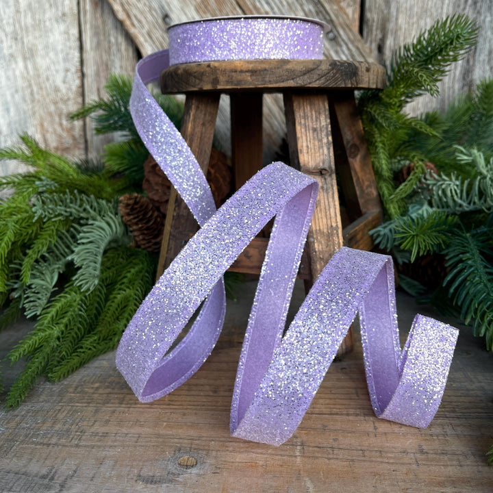 7/8" Purple Sugar Wired Ribbon, Lavender Ribbon