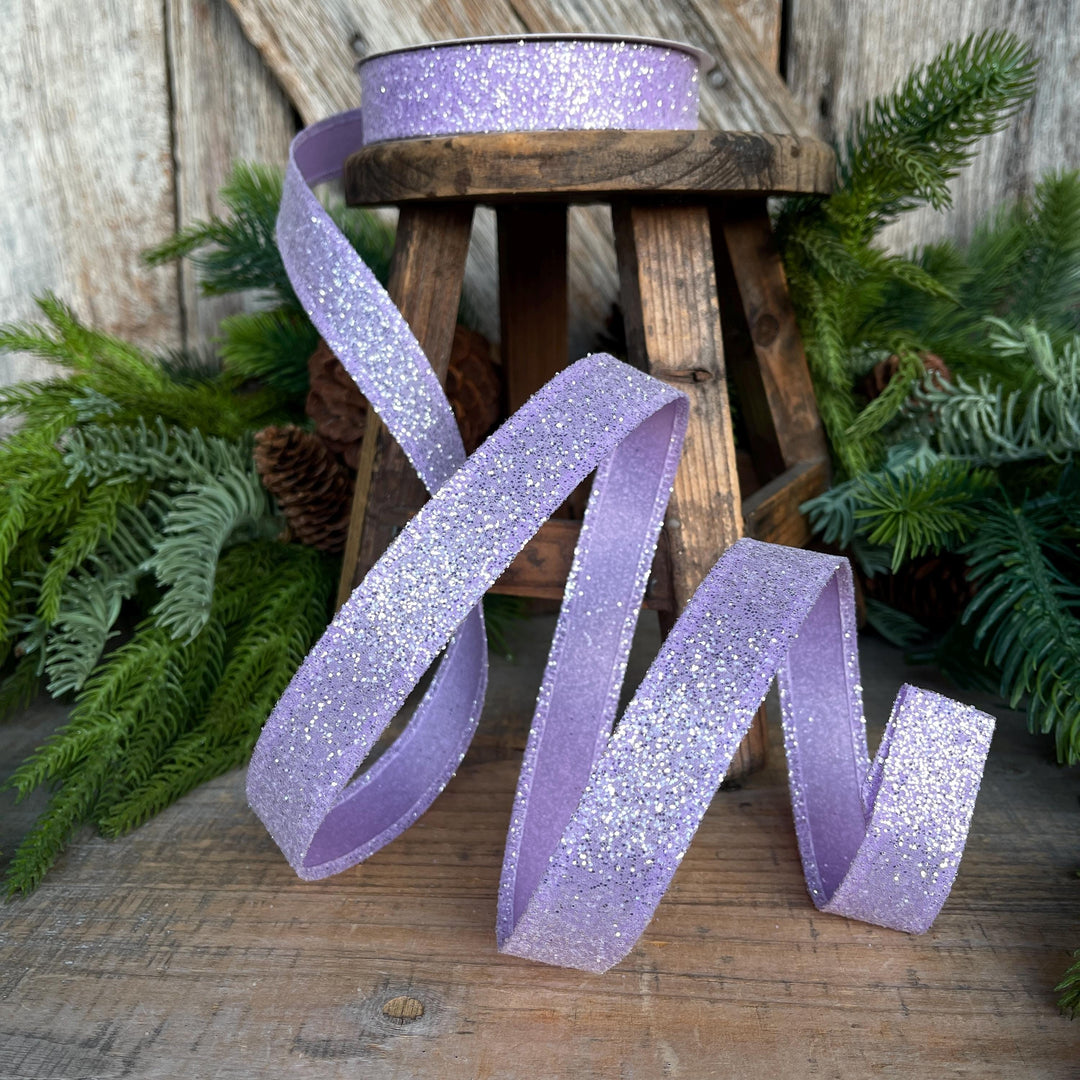 7/8" Purple Sugar Wired Ribbon, Lavender Ribbon