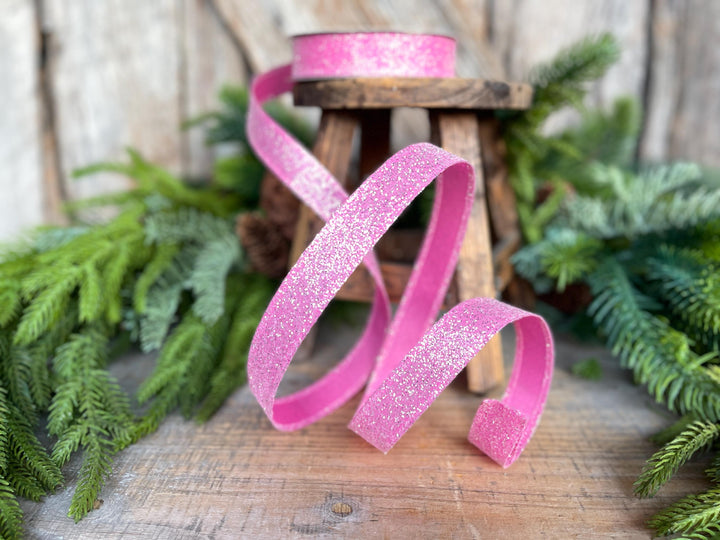 7/8" Hot Pink Sugar Wired Ribbon, Pink Ribbon