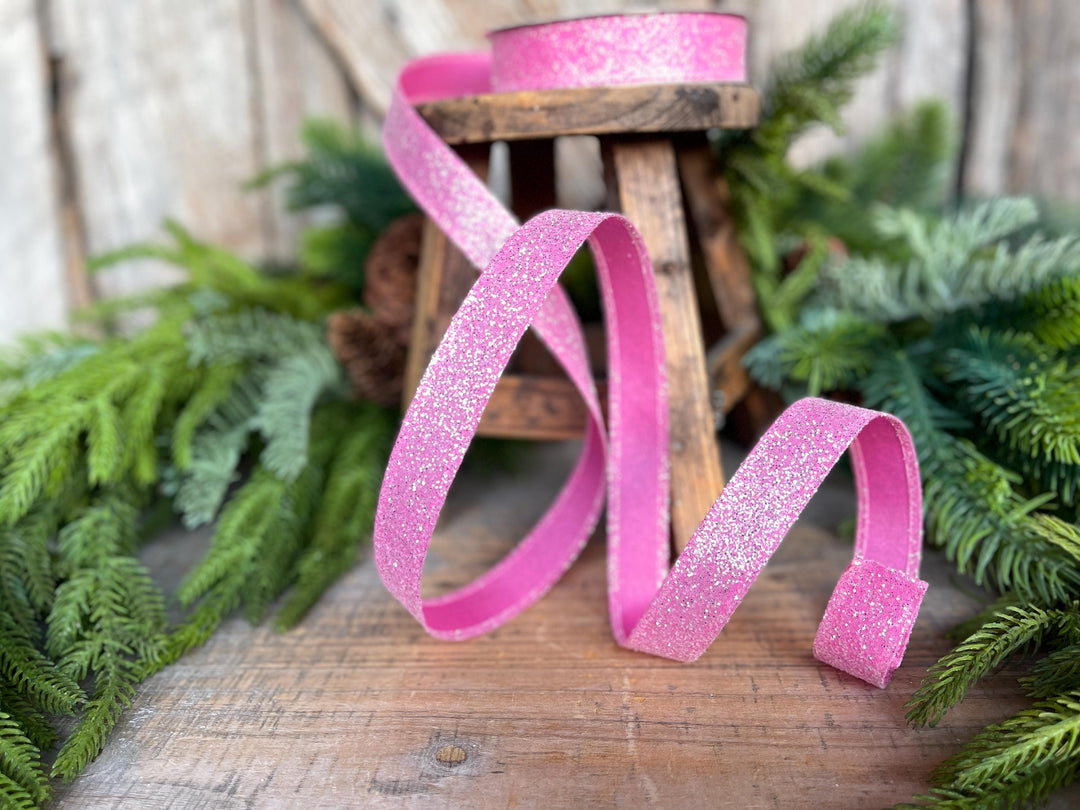 7/8" Hot Pink Sugar Wired Ribbon, Pink Ribbon