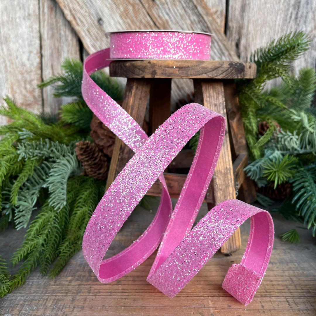 7/8" Hot Pink Sugar Wired Ribbon, Pink Ribbon