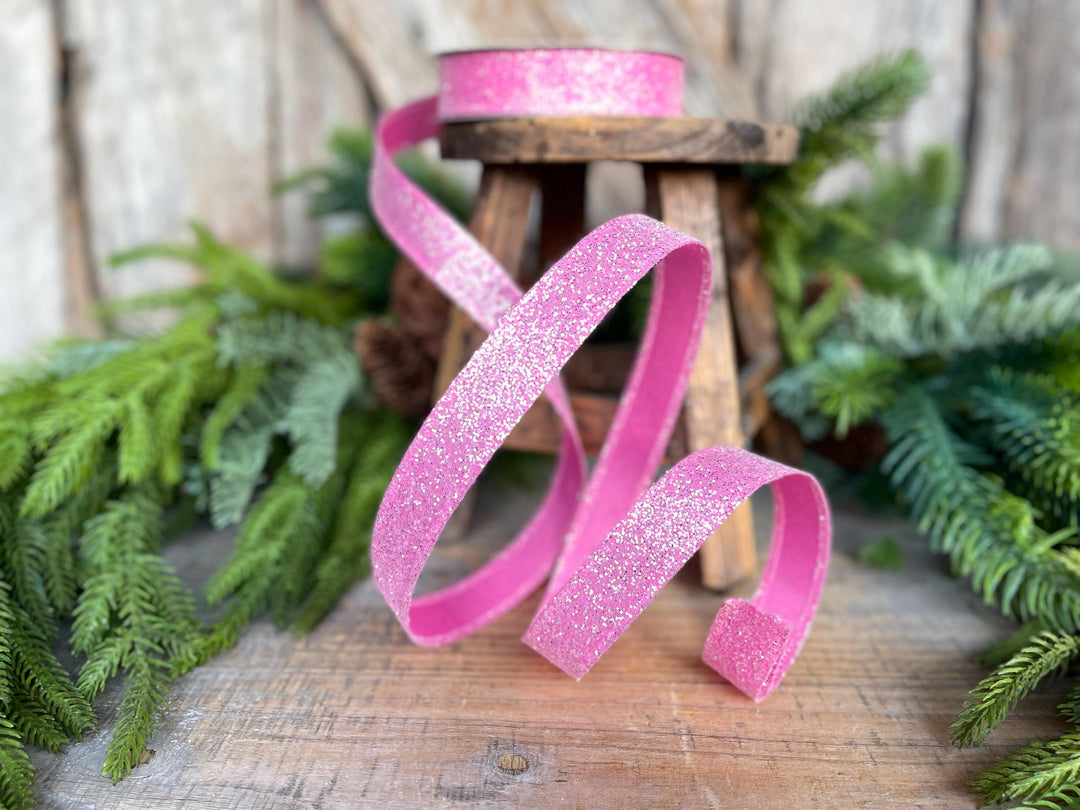 7/8" Hot Pink Sugar Wired Ribbon, Pink Ribbon