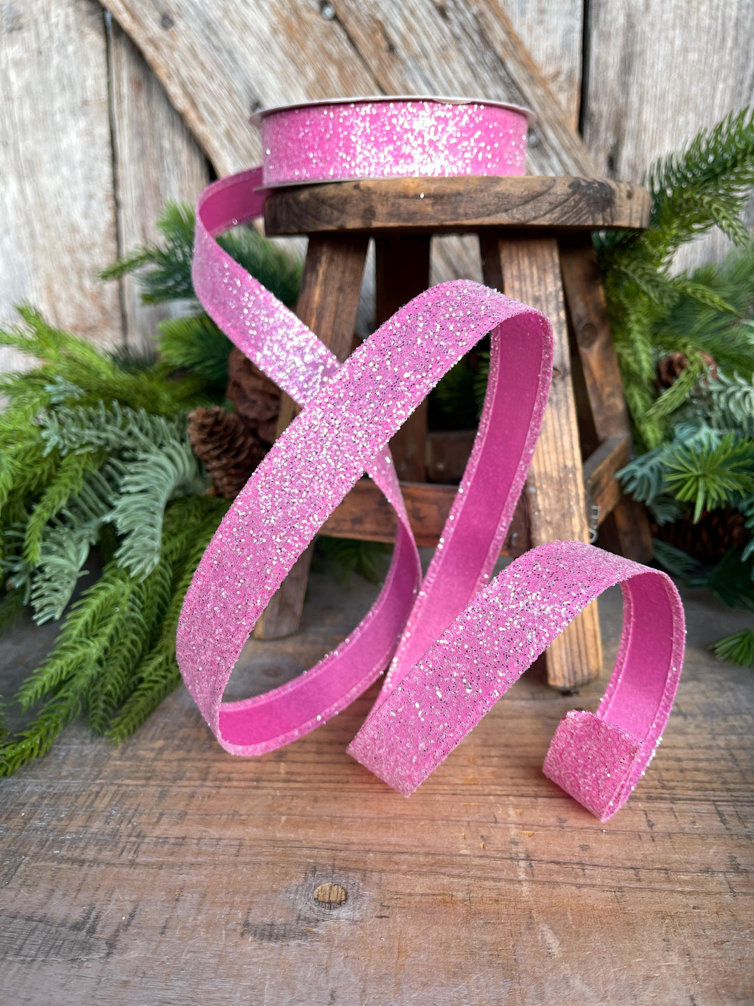 7/8" Hot Pink Sugar Wired Ribbon, Pink Ribbon