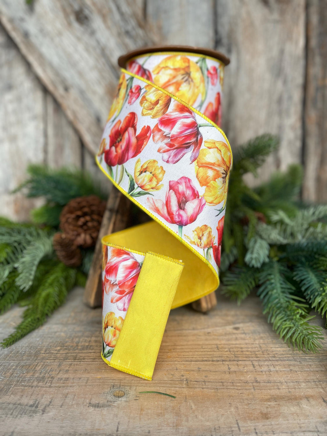 4" Yellow Floral Ribbon