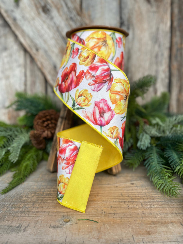 4" Yellow Floral Ribbon
